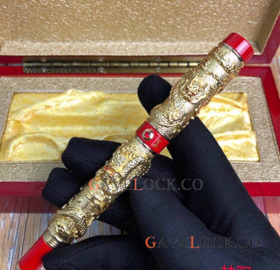 Luxury Jinhao Double Dragon Fountain Pen Gold Red